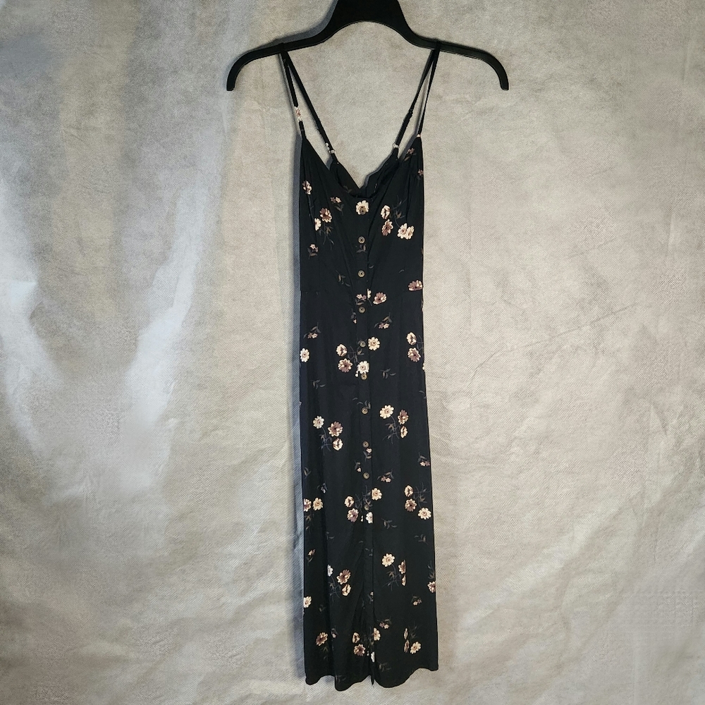 Hollister Floral Print Button Front Dress With Cutout Back